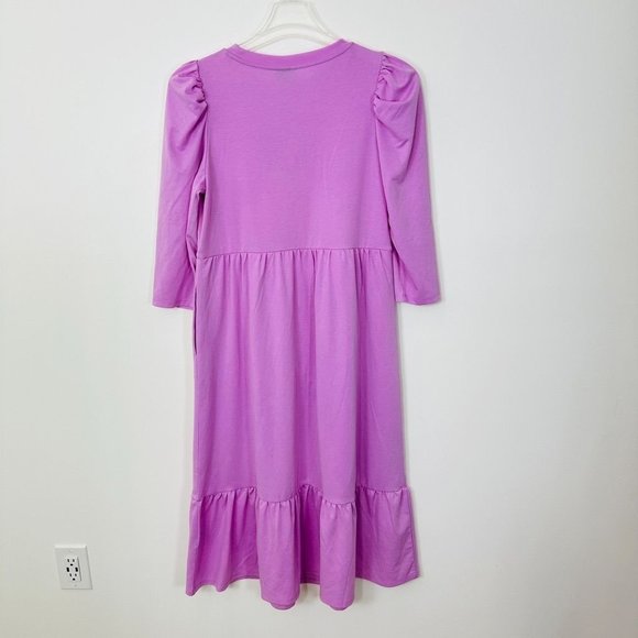 Who What Wear Women's Dress Medium Purple Midi Half Length Sleeve Ruffle Hem New - Picture 7 of 12